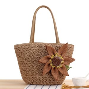 Handmade Sunflower Braided Bag Woven Casual Handbag for Women