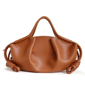 Leather Wrinkled Cloud-Shaped Crossbody Shoulder Bag