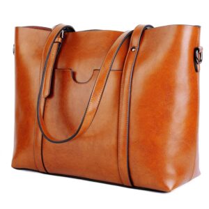 Vintage Leather Tote Bags for Women | Top Handle Handbags with Gunmetal Hardware