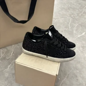 Super-Star in Black Suede with Crystals and Black Suede Star Women Shoes